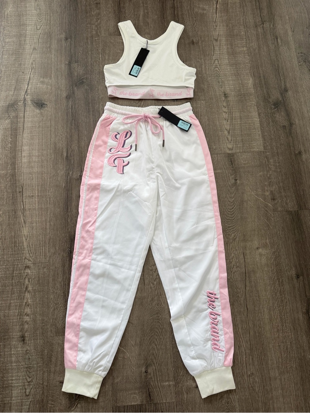 LF White & Pink Track Joggers With Matching Top